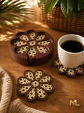 Conjunto de Bases de Copos Flower Rattan (8 Peças)