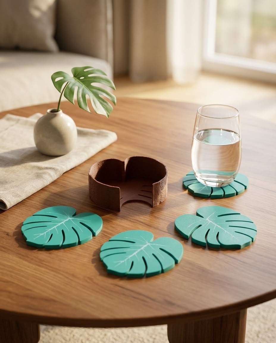 Conjunto Porta-Copos Costela-de-Adão em Impressão 3D (Eco-Friendly)