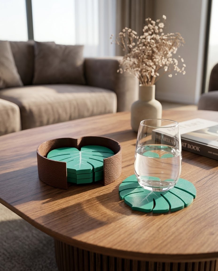 Conjunto Porta-Copos Costela-de-Adão em Impressão 3D (Eco-Friendly)
