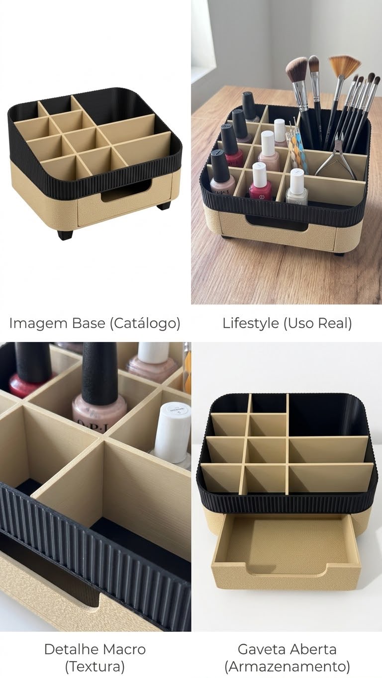 Organizador de Secretária e Maquilhagem Minimalista em Impressão 3D (Eco-Friendly)