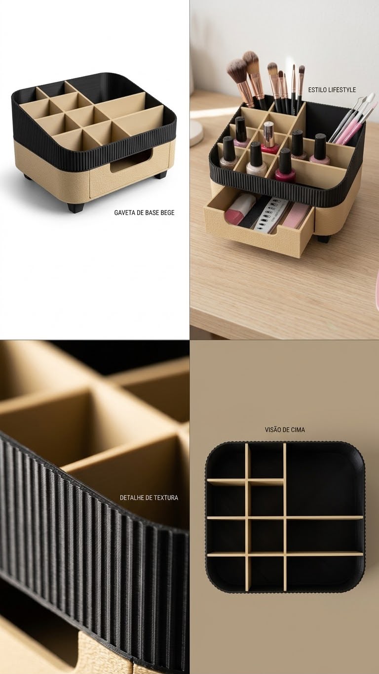 Organizador de Secretária e Maquilhagem Minimalista em Impressão 3D (Eco-Friendly)